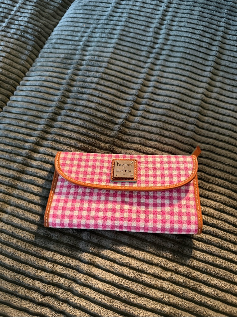 Dooney & Bourke Pink and White Gingham Continental Wallet